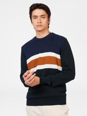 Ben Sherman Chest Stripe Crewneck Strickwaren Schwarz | 31958KJOF