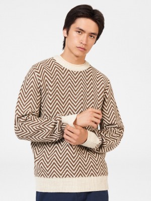 Ben Sherman Chevron Jacquard Crewneck Strickwaren Weiß | 95412CWTF