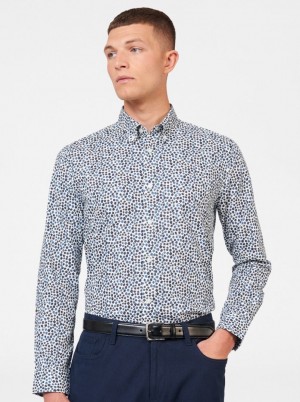 Ben Sherman Ditsy Floral Print Long Sleeve Hemd Weiß | 21953SLQC