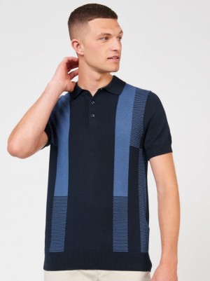 Ben Sherman Intarsia Stripe Pullover Mit Rollkragen Navy | 29830RFCI