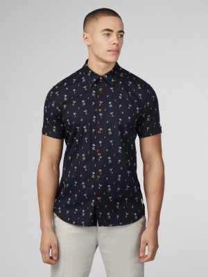 Ben Sherman Scattered Hemd Schwarz | 76120HSTW