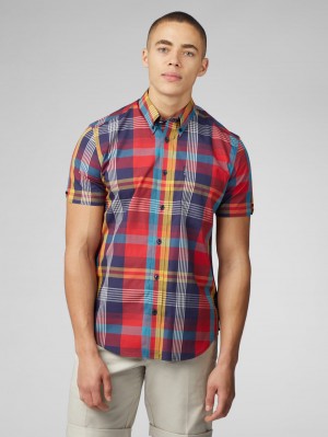 Ben Sherman Signature Large Madras Check Hemd Rot | 50926BACJ