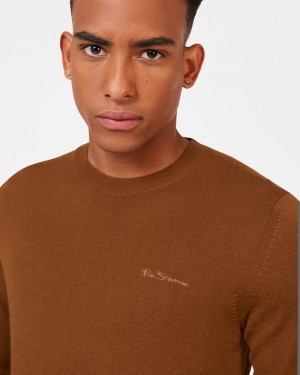 Ben Sherman Signature Merino Crewneck Strickwaren Braun | 87503NODI