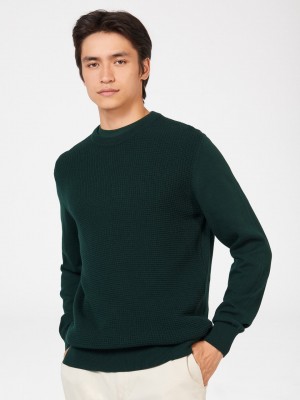 Ben Sherman Textured Crewneck Strickwaren Dunkelgrün | 41036KBIG