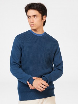 Ben Sherman Textured Crewneck Strickwaren Indigo | 47216VCRW