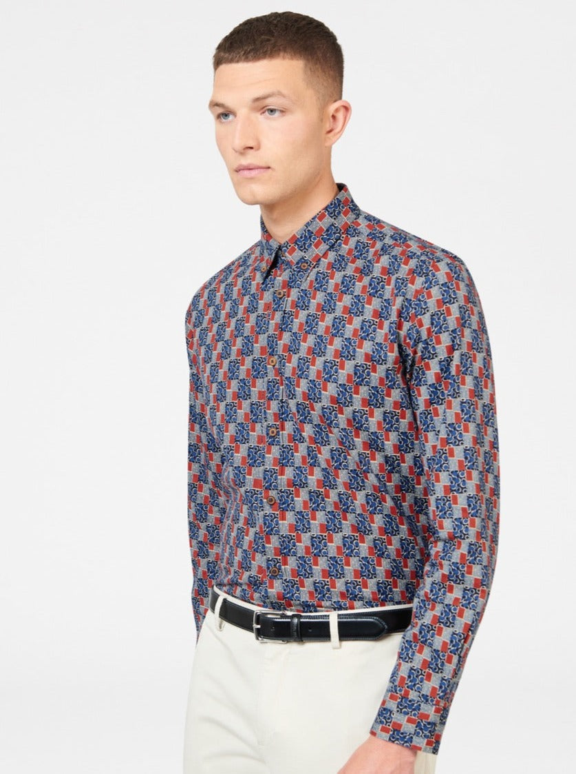 Ben Sherman 1950s Checkerboard Hemd Indigo | 86475WEYR