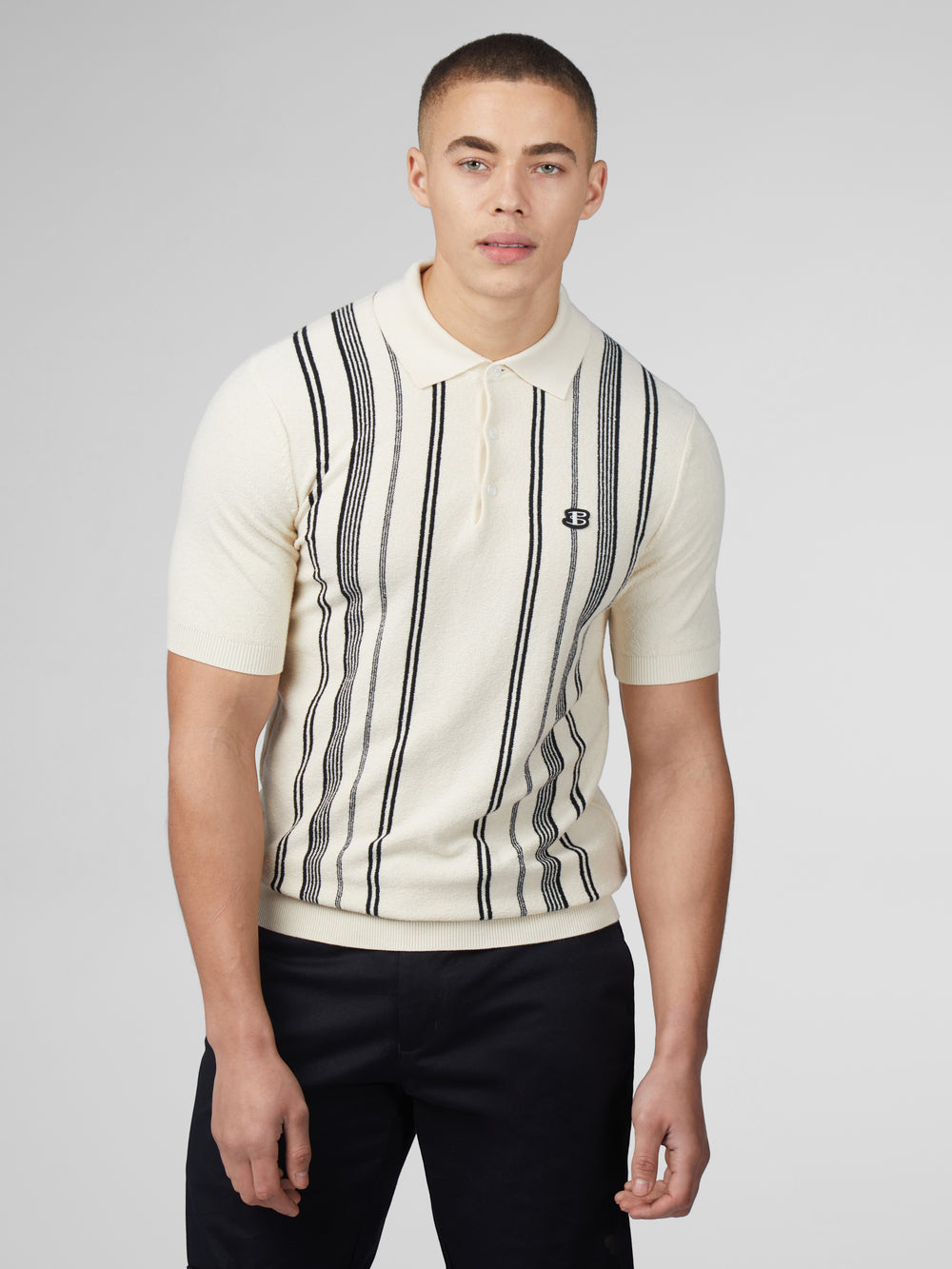 Ben Sherman B by Ben Sherman Crinkle Cotton Stripe Polo Strickwaren Weiß | 91874ZFUR