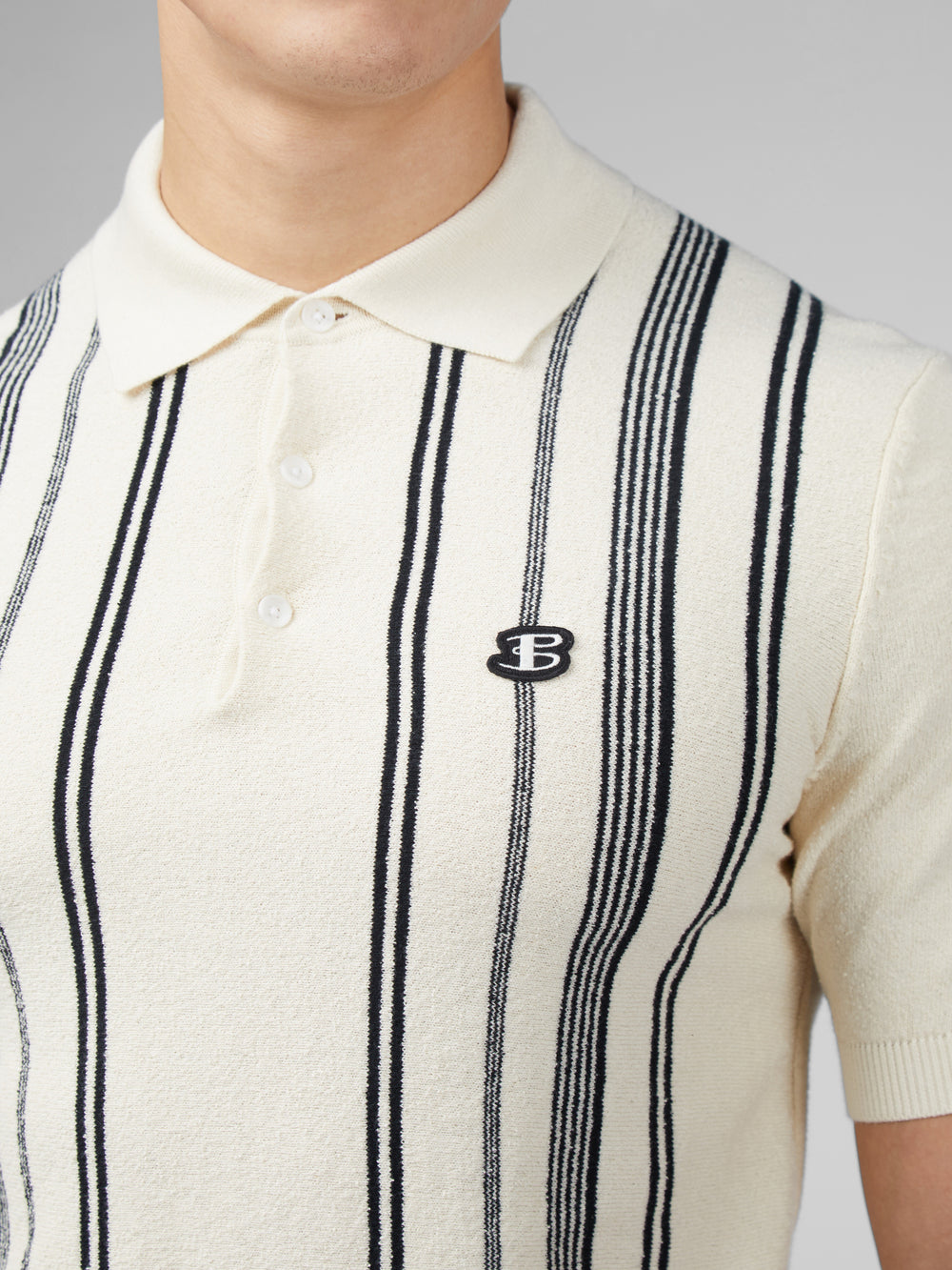 Ben Sherman B by Ben Sherman Crinkle Cotton Stripe Polo Strickwaren Weiß | 91874ZFUR