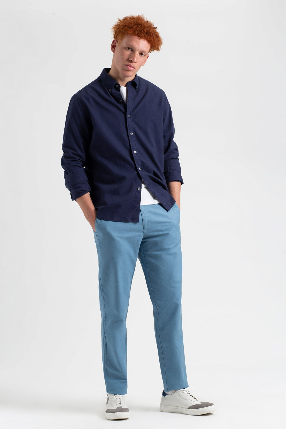 Ben Sherman Beatnik Oxford Slim Taper Garment Dye Chino Hose Blau | 10679GMKL