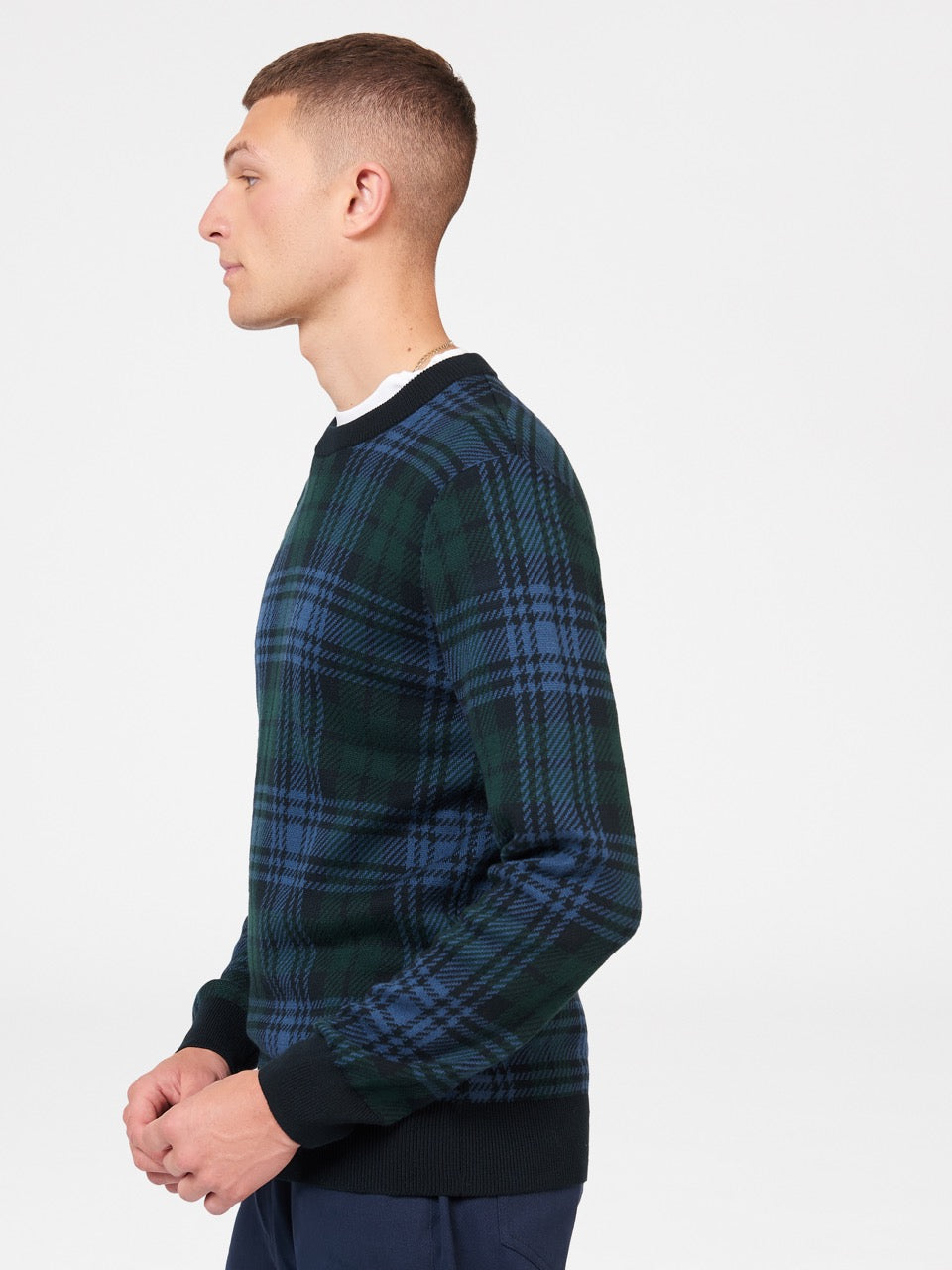 Ben Sherman Blackwatch Check Crewneck Strickwaren Schwarz | 72891XFUQ