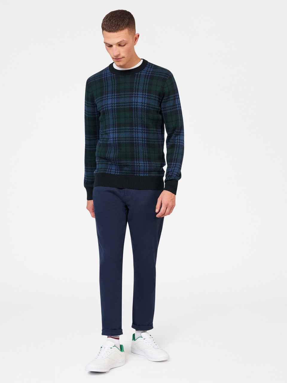 Ben Sherman Blackwatch Check Crewneck Strickwaren Schwarz | 72891XFUQ