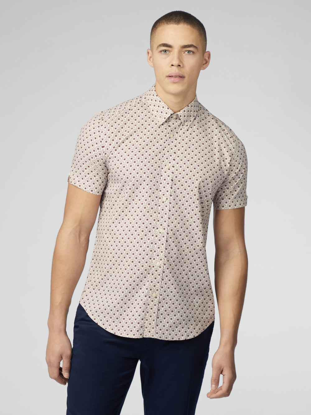 Ben Sherman Block Geo Hemd Dunkelrot | 63054IHVS