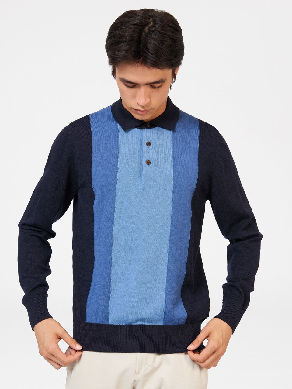 Ben Sherman Block Stripe Merino Pullover Mit Rollkragen Navy | 32085FSBQ