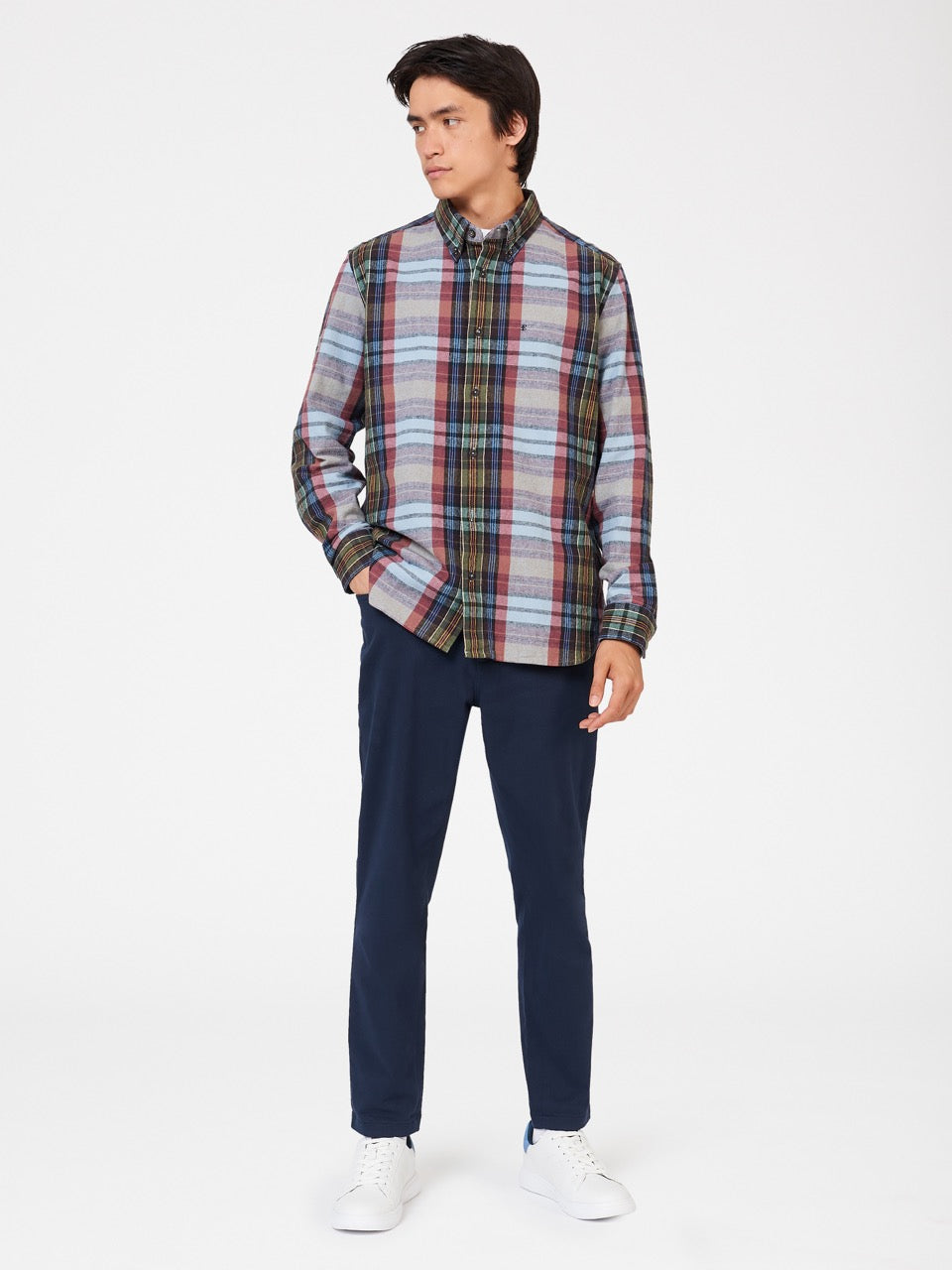 Ben Sherman Brushed Multicolour Check Oxford Hemd Blau | 97051EACJ