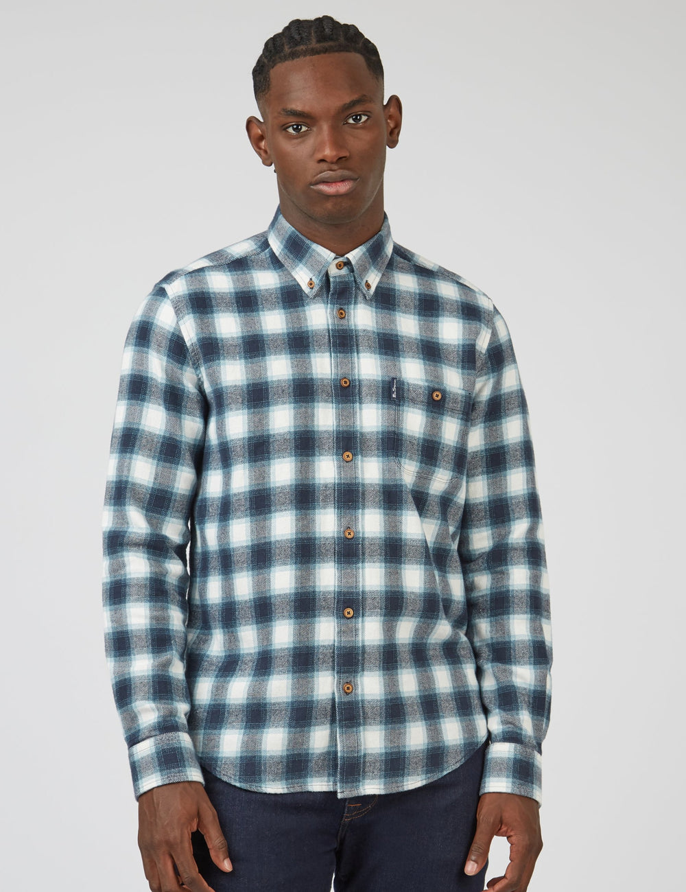 Ben Sherman Brushed Ombre Check Flannel Hemd Grün | 69504CDKY