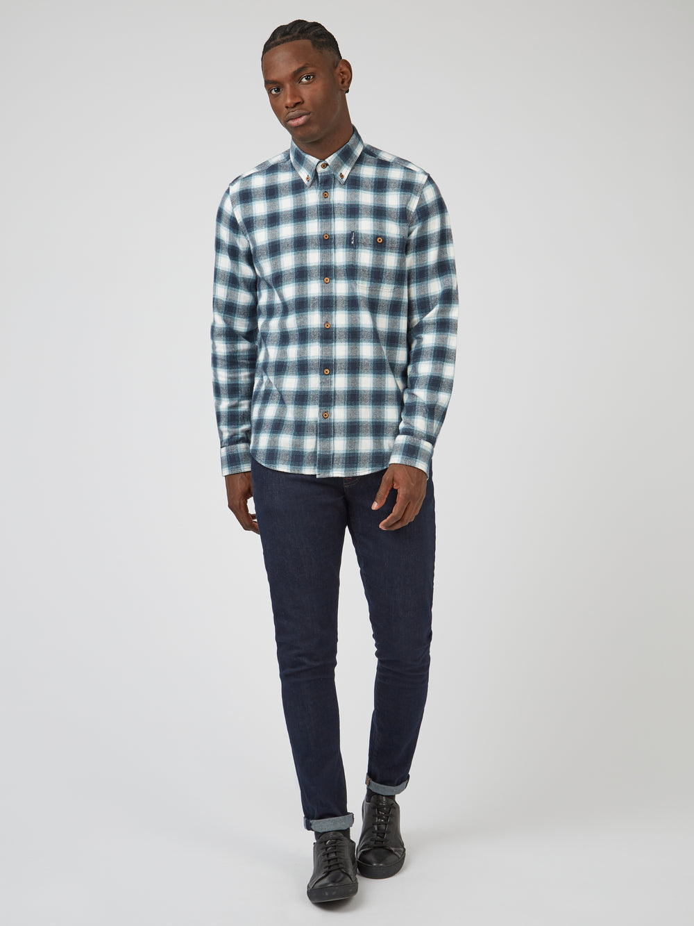 Ben Sherman Brushed Ombre Check Flannel Hemd Grün | 69504CDKY