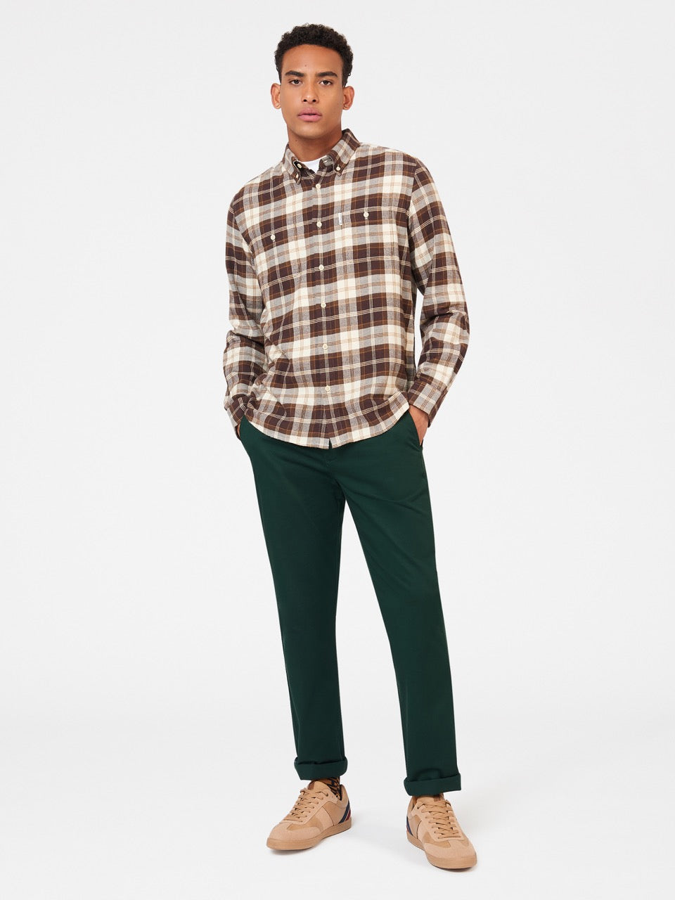 Ben Sherman Brushed Plain Check Hemd Schokolade | 24637LYJC