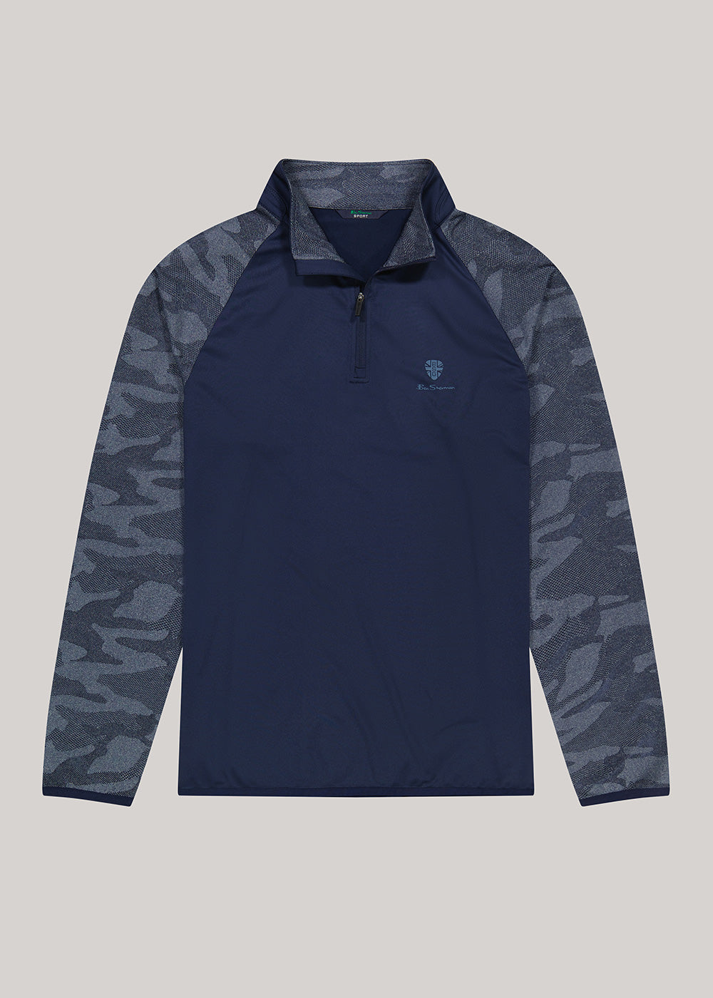 Ben Sherman Camo Jacq. Sleeve Quarter Zip Jacken Navy | 39584PQCG