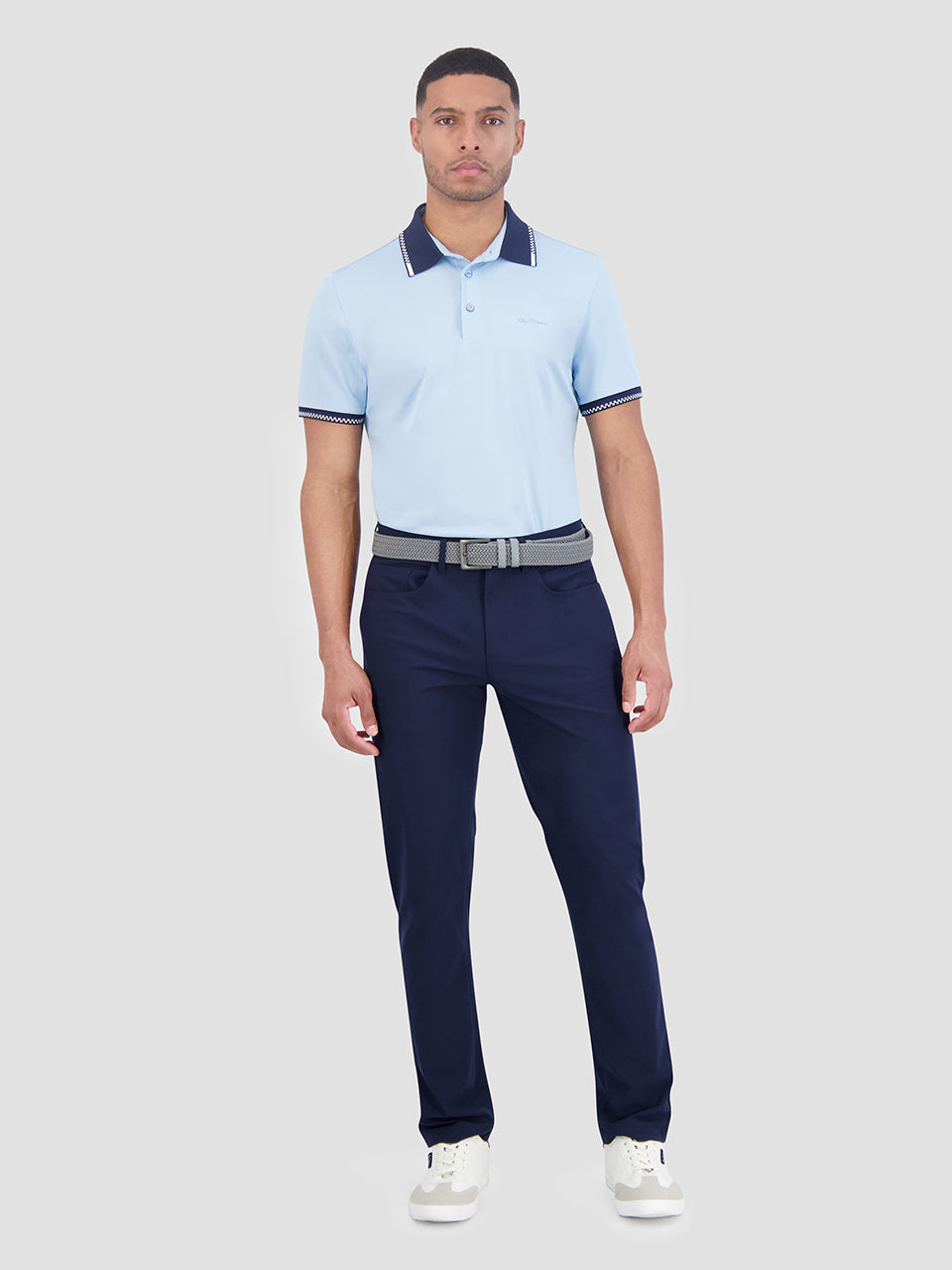 Ben Sherman Checker Rib Air Pique Sports Fit Polo Shirts Blau | 53718MQHE