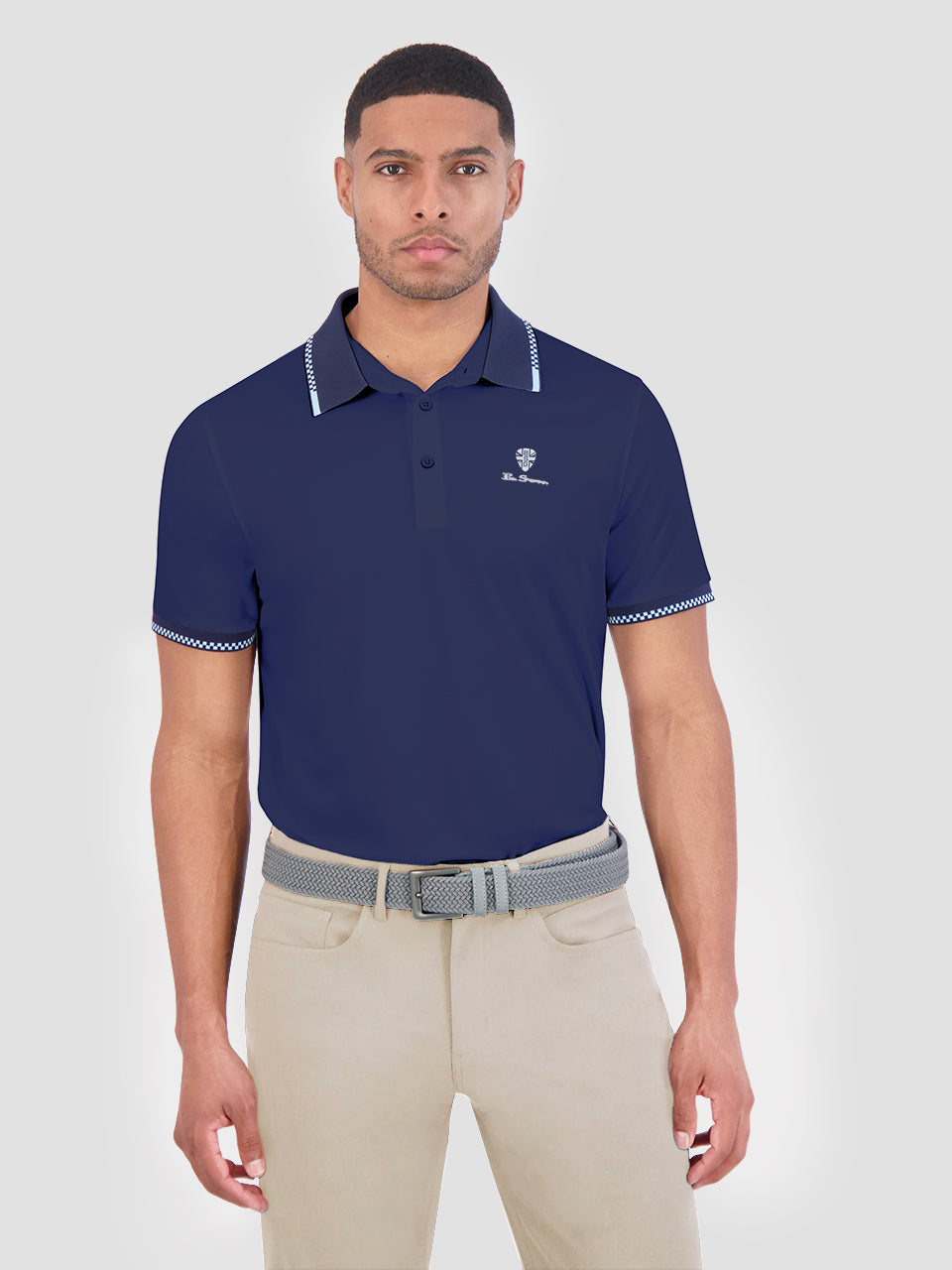 Ben Sherman Checker Rib Air Pique Sports Fit Polo Shirts Navy | 71586ZBKQ