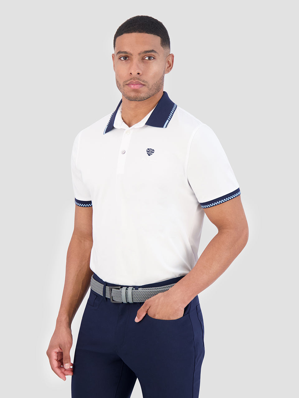 Ben Sherman Checker Rib Air Pique Sports Fit Polo Shirts Weiß | 30524HRJD