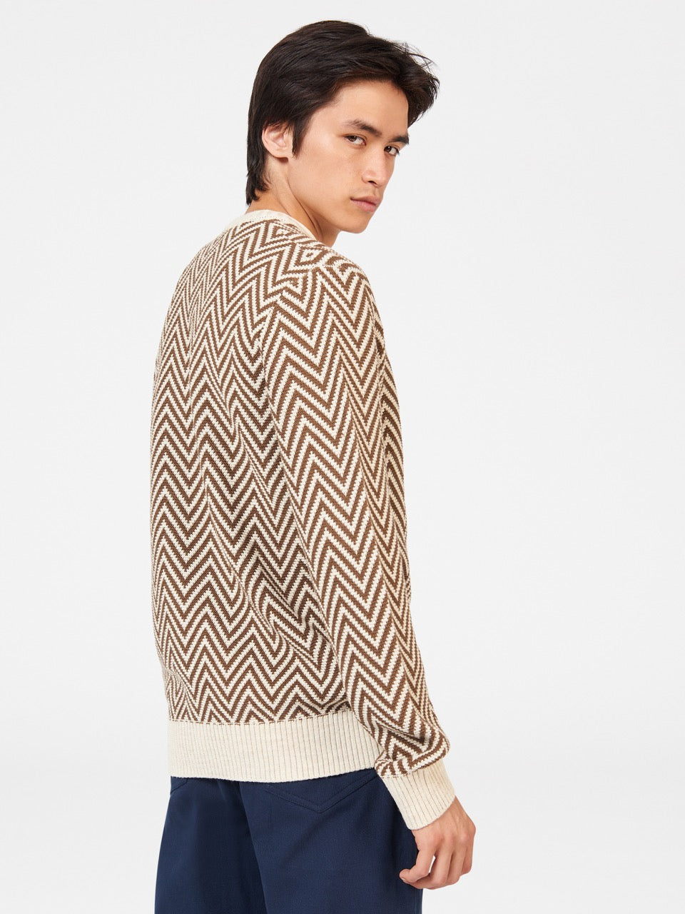 Ben Sherman Chevron Jacquard Crewneck Strickwaren Weiß | 95412CWTF