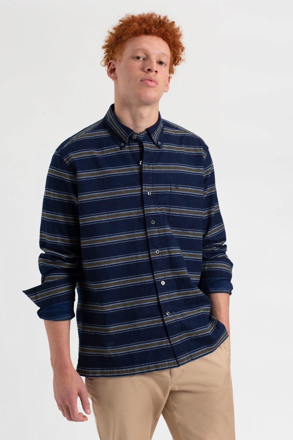 Ben Sherman Dalston Blues Long Sleeve Indigo Stripe Hemd Indigo | 21805LQWR