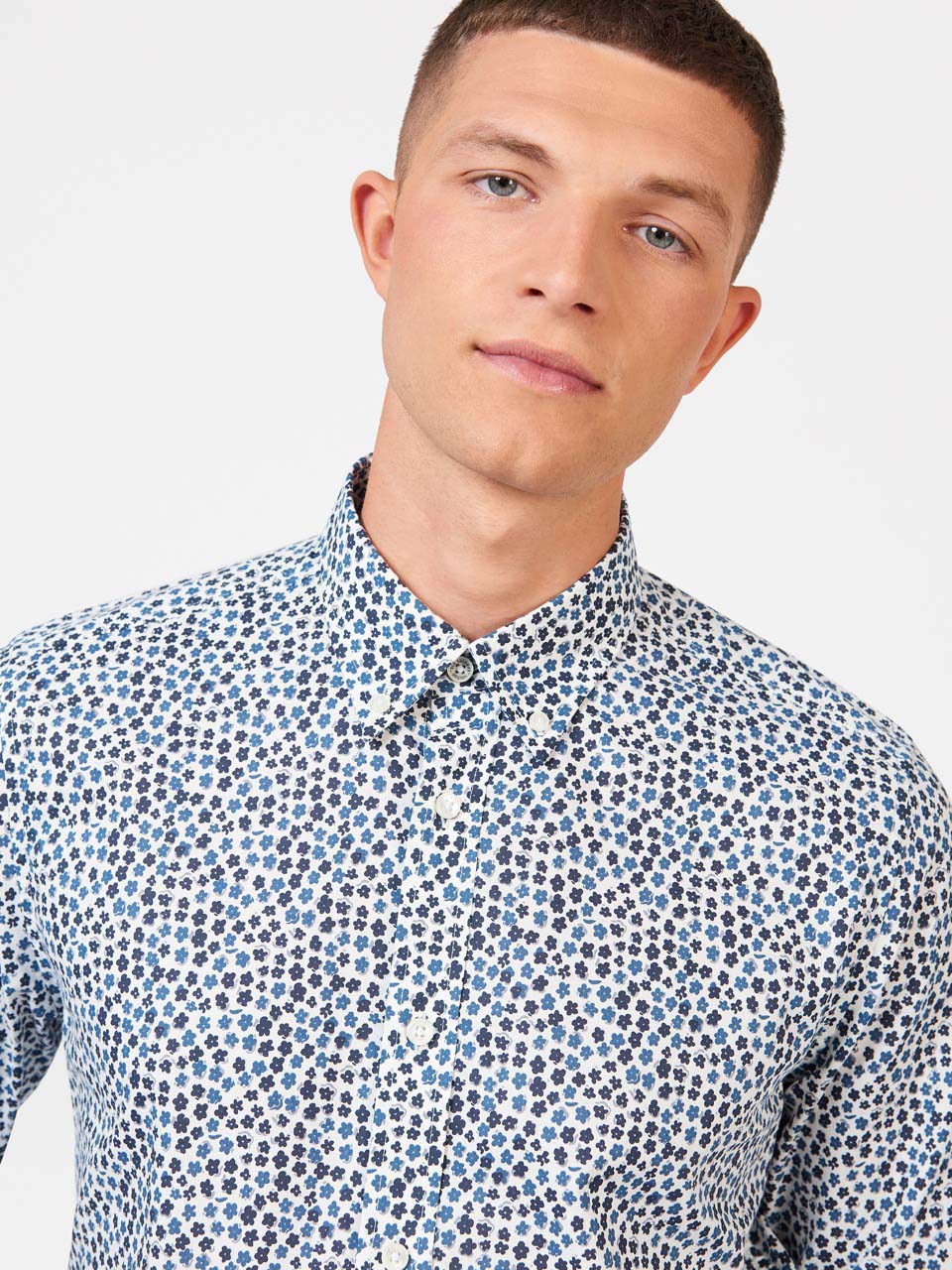 Ben Sherman Ditsy Floral Print Long Sleeve Hemd Weiß | 21953SLQC