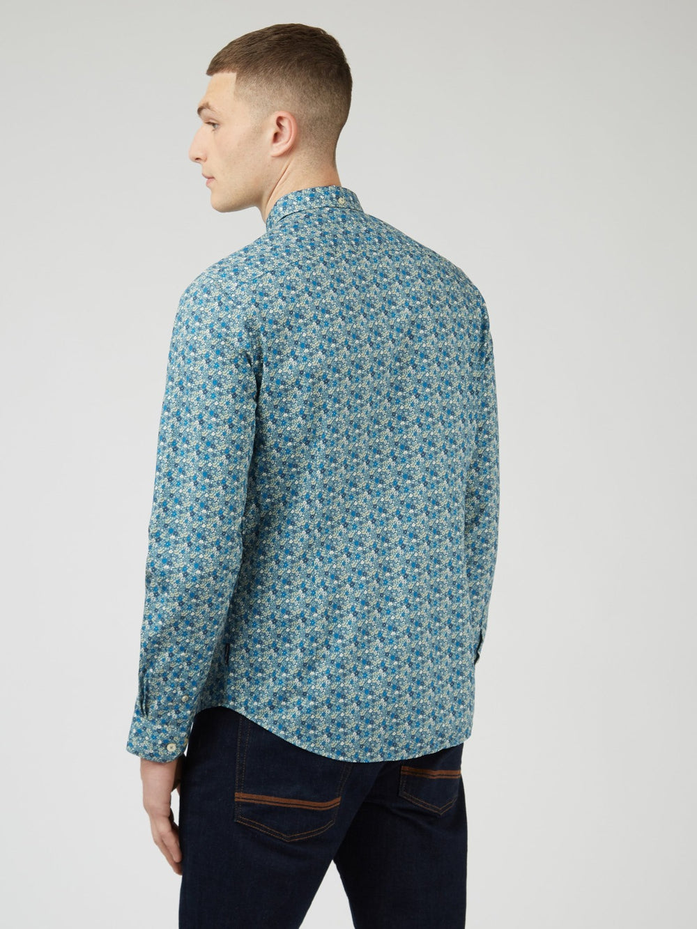 Ben Sherman Floral Print Long-Sleeve Hemd Blau Grau | 75801VSRL