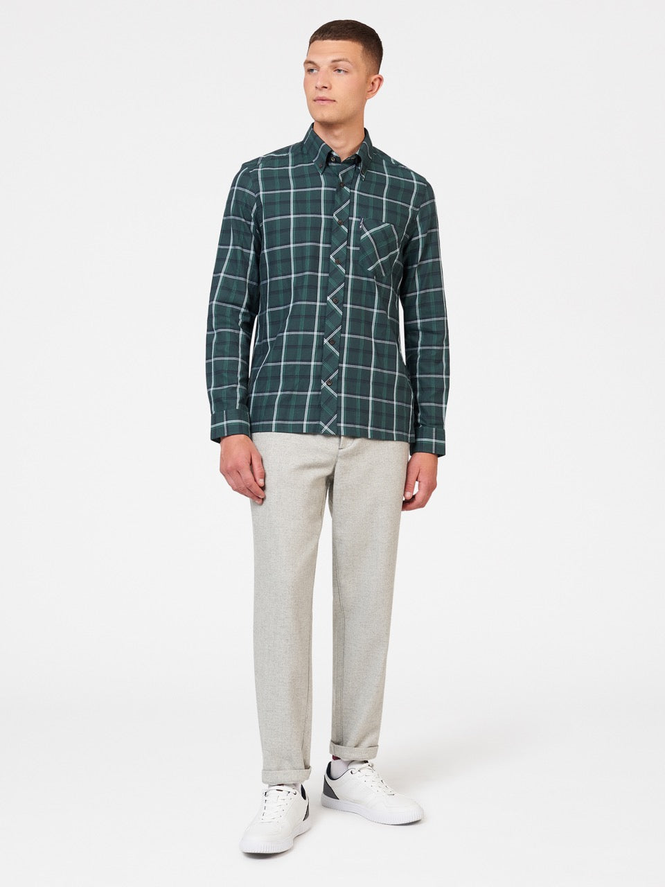 Ben Sherman Grid Check Hemd Grün | 79526XOUE