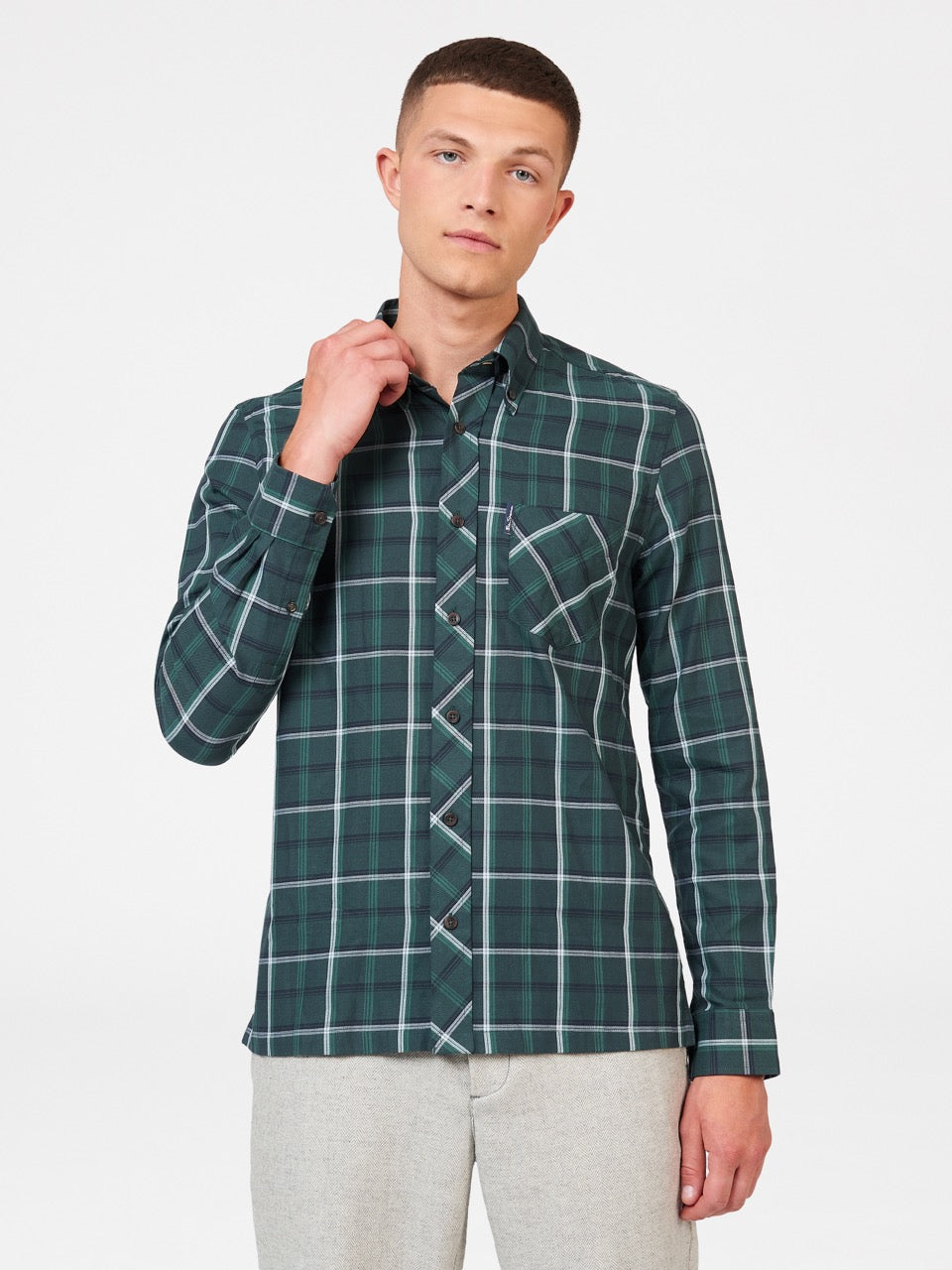 Ben Sherman Grid Check Hemd Grün | 79526XOUE