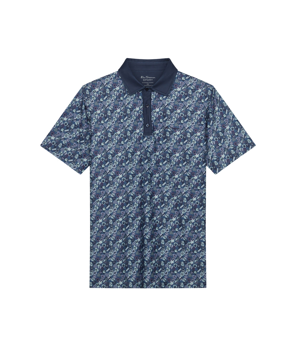 Ben Sherman Guitar Picks Tech Jersey Sports Fit Polo Shirts Blau | 01497IPYO