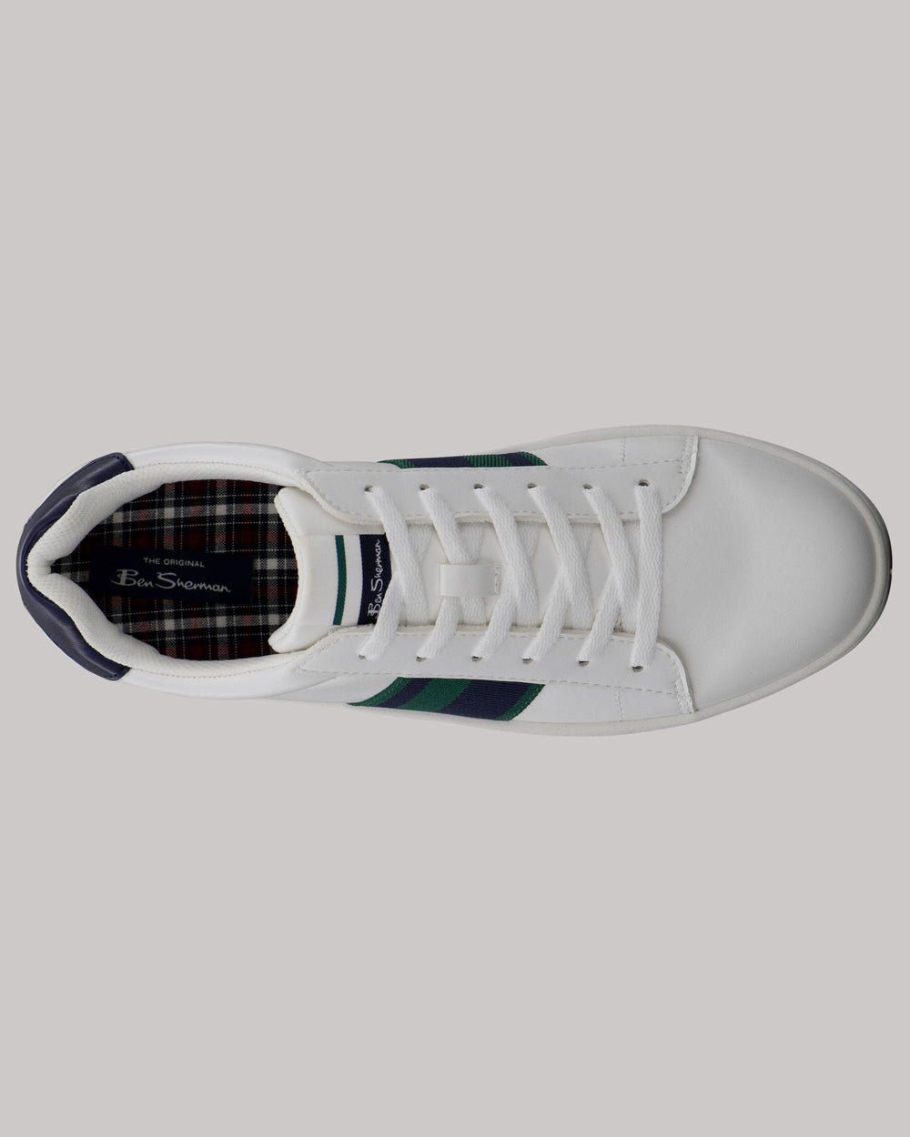 Ben Sherman Hampton Stripe Sneakers Weiß Navy Grün | 15382IYMA