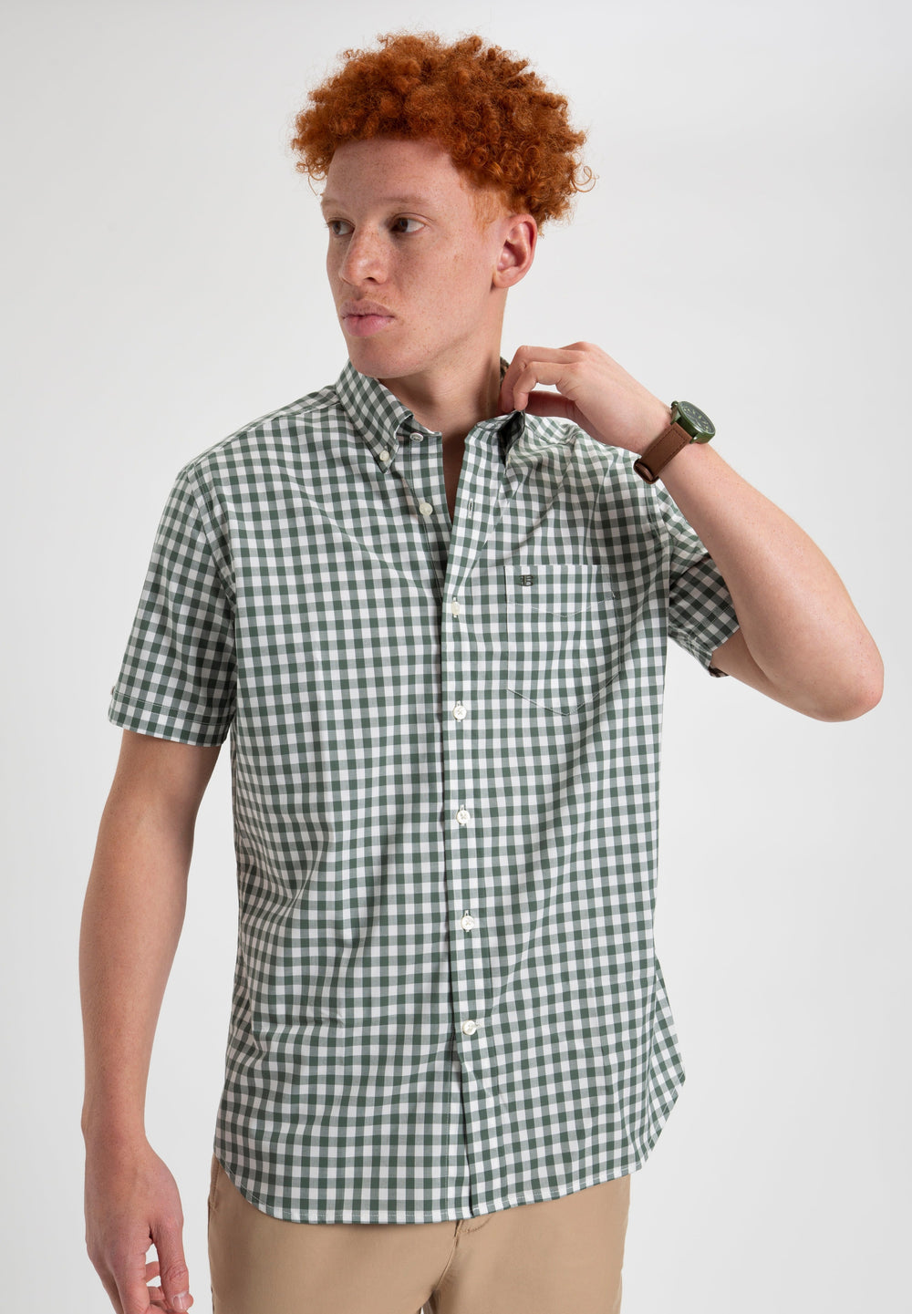 Ben Sherman House Poplin Gingham Hemd Olivgrün | 69843JVOQ