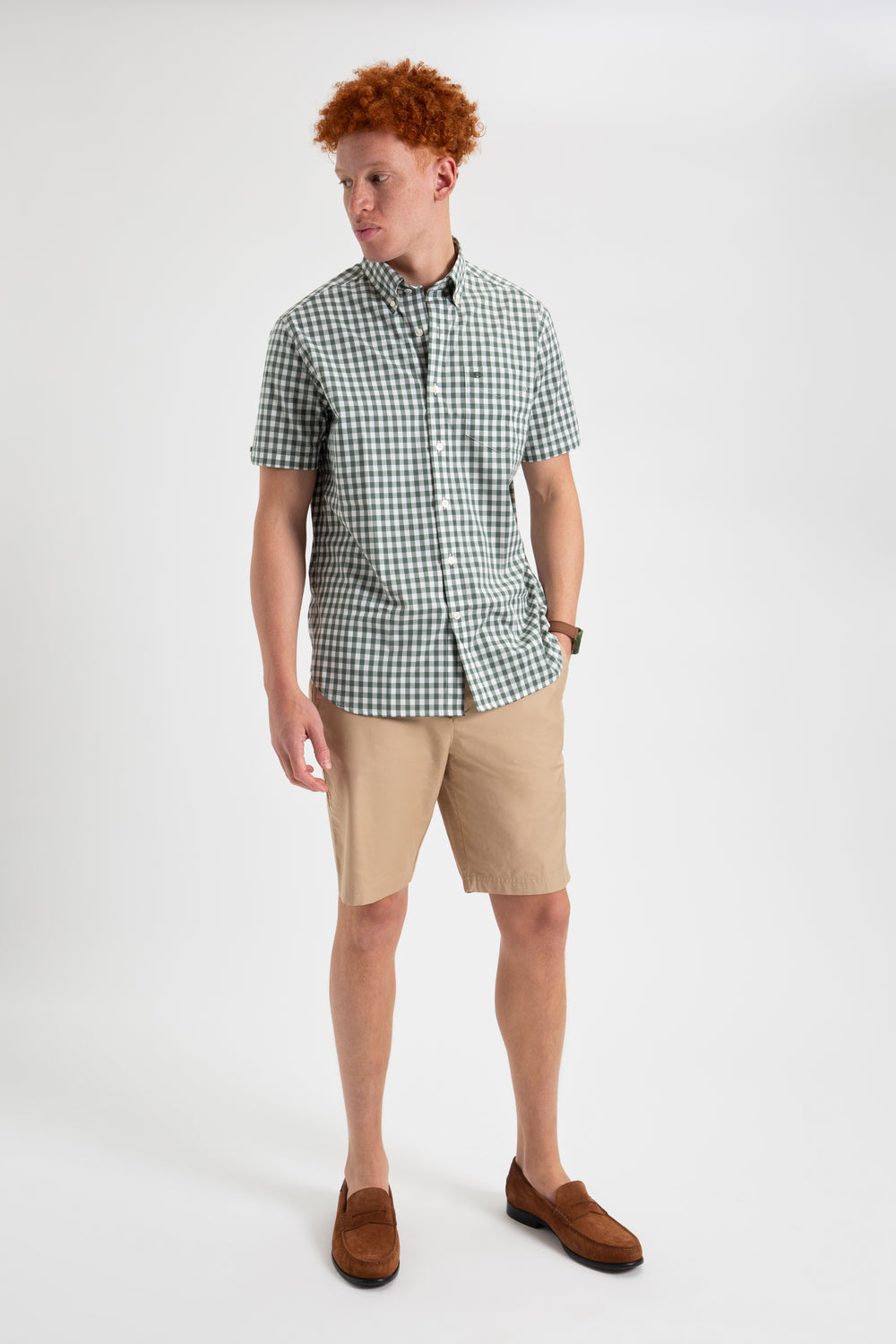 Ben Sherman House Poplin Gingham Hemd Olivgrün | 69843JVOQ