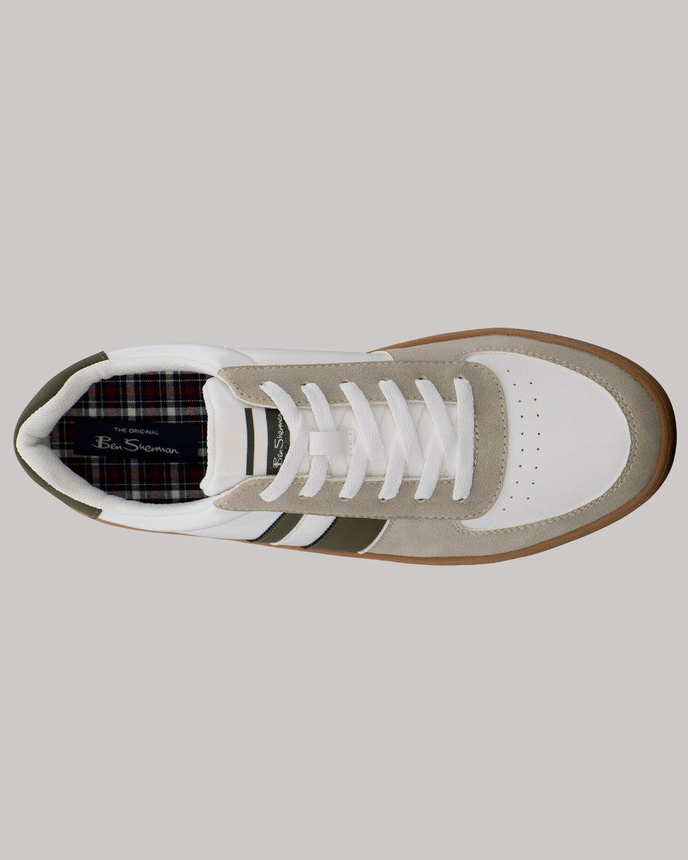 Ben Sherman Hyde Olive Stripe Sneakers Weiß | 31276GDWK