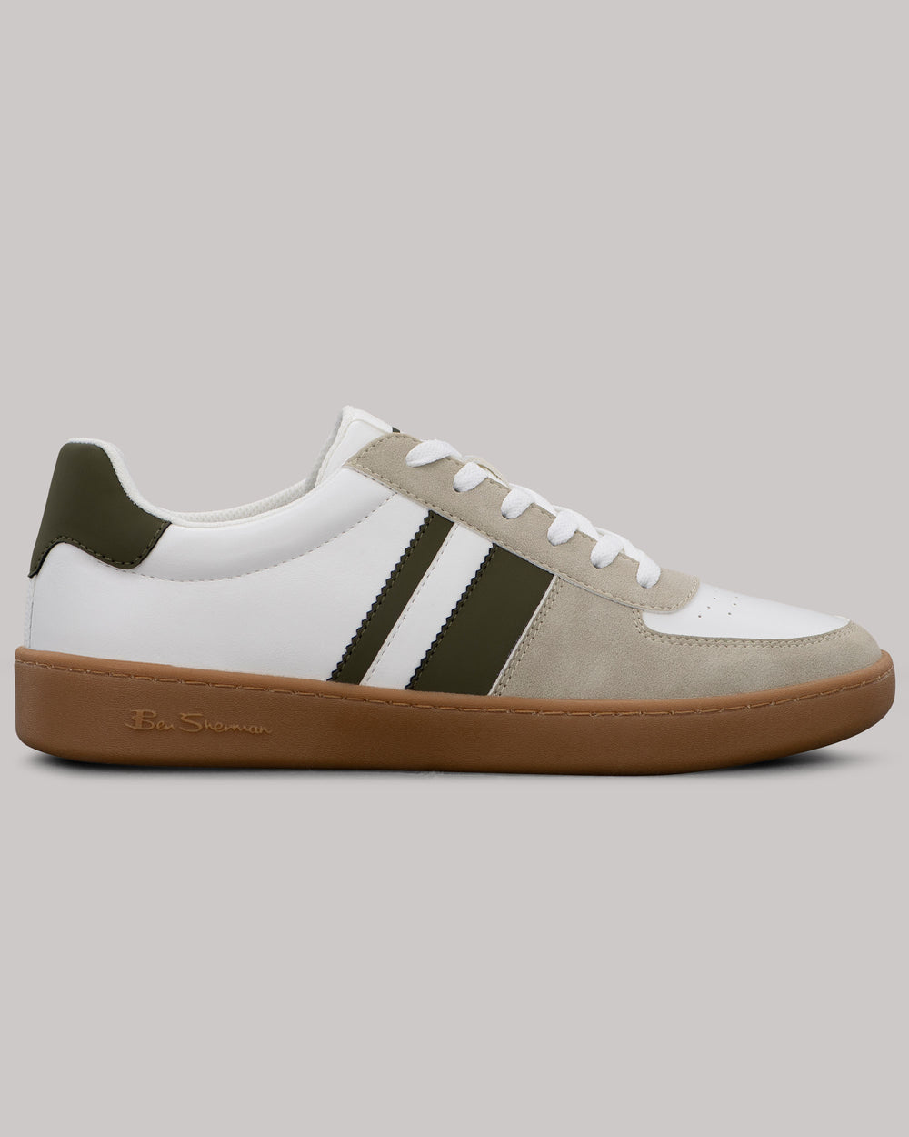 Ben Sherman Hyde Olive Stripe Sneakers Weiß | 31276GDWK