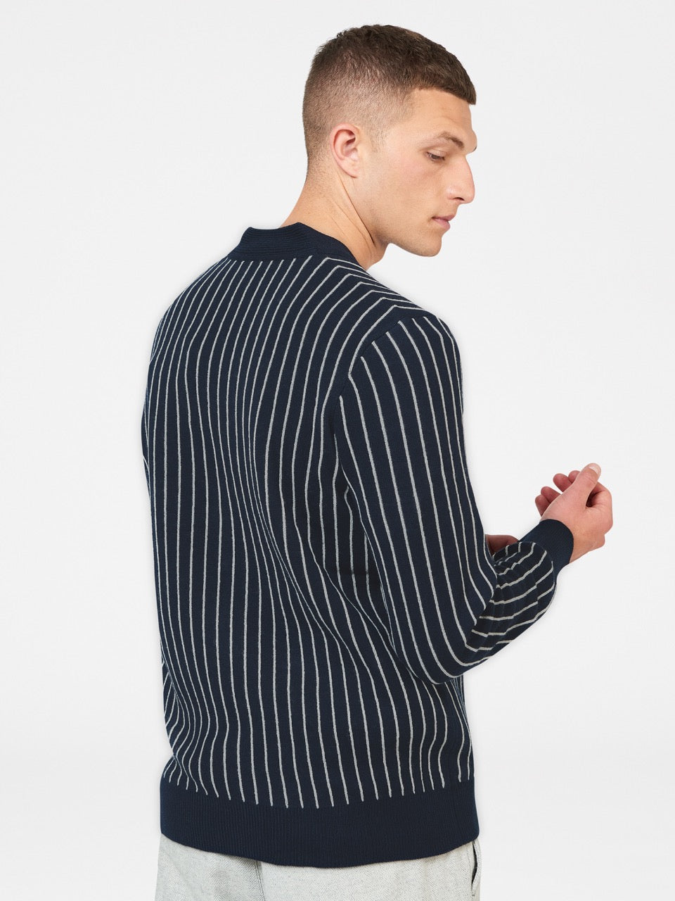 Ben Sherman Jacquard Stripe Cardigan Strickwaren Navy | 94250QXKD