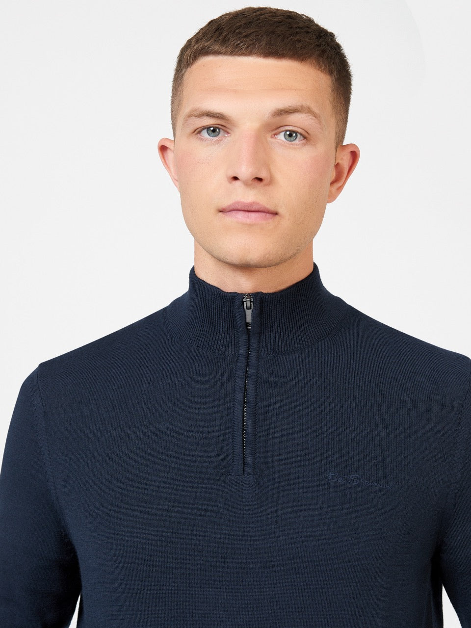 Ben Sherman Merino Half-Zip Strickwaren Navy | 15267PHNM