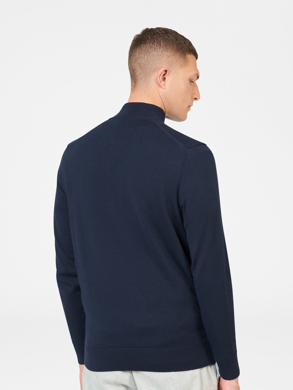 Ben Sherman Merino Half-Zip Strickwaren Navy | 15267PHNM