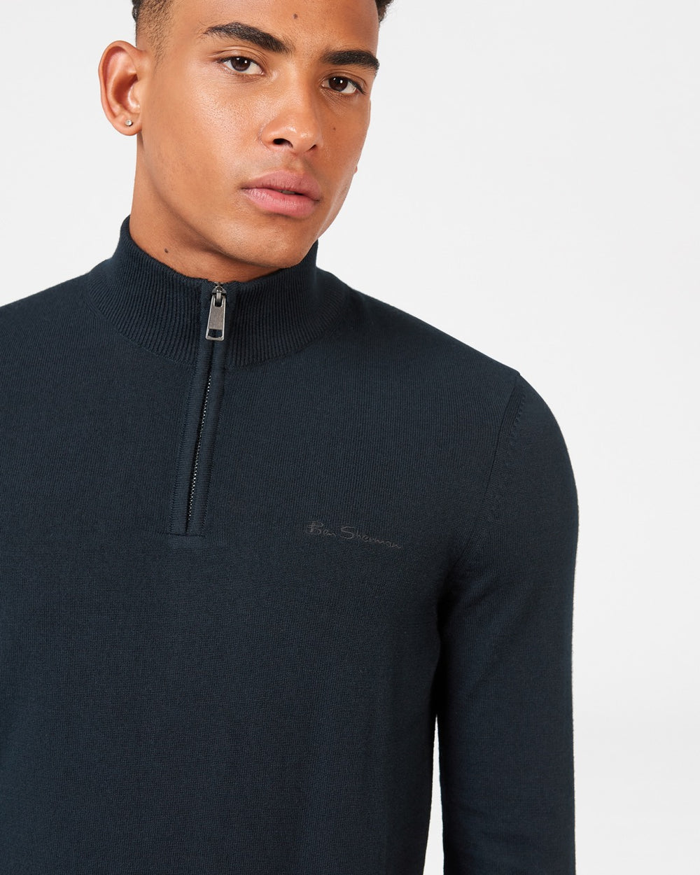 Ben Sherman Merino Half-Zip Strickwaren Schwarz | 12347FYOP