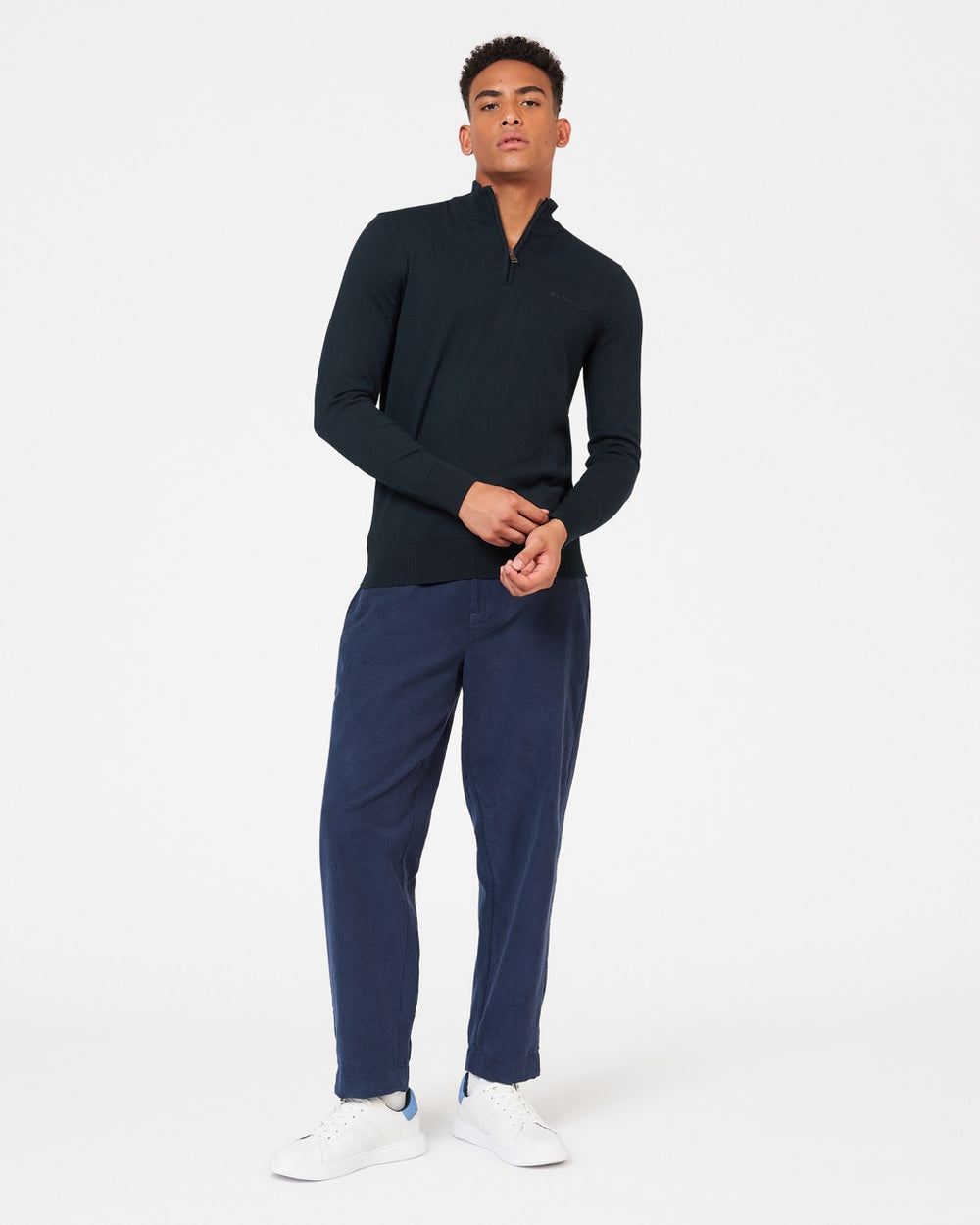 Ben Sherman Merino Half-Zip Strickwaren Schwarz | 12347FYOP