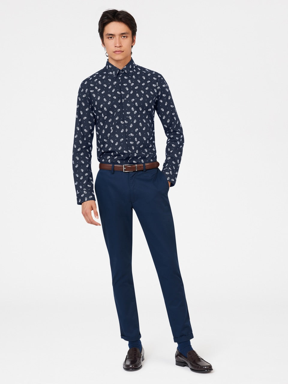 Ben Sherman Micro Paisley Hemd Navy | 91058RUVC