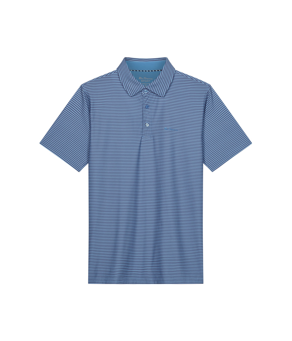 Ben Sherman Mini Stripes Tech Jersey Sports Fit Polo Shirts Azurblau | 05261COAM