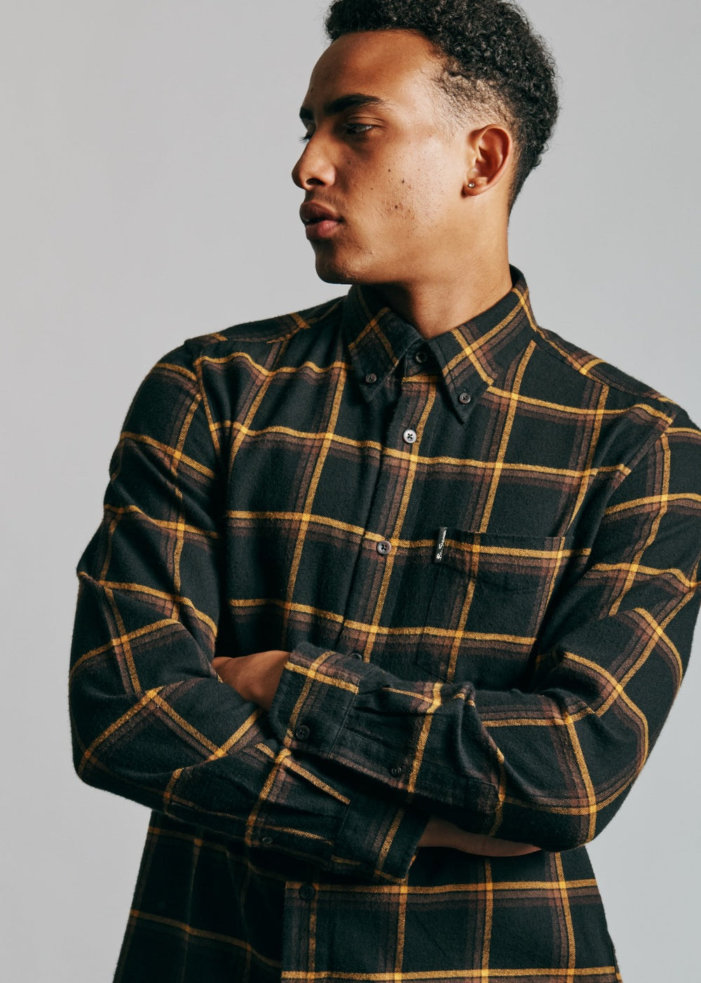 Ben Sherman Oversized Brushed Check Hemd Schwarz | 57390OSGA