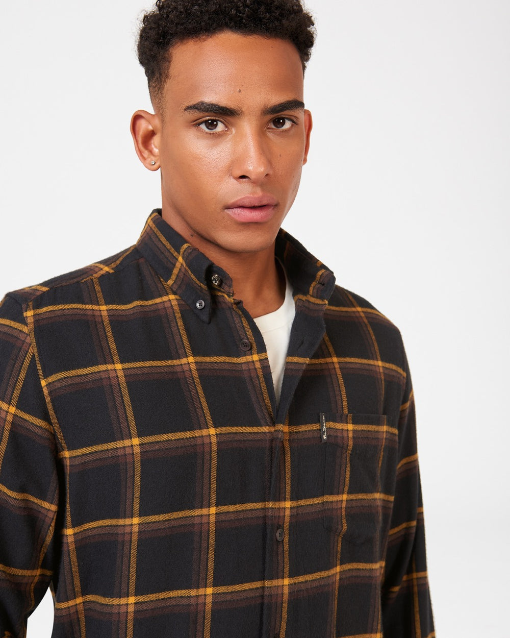 Ben Sherman Oversized Brushed Check Hemd Schwarz | 57390OSGA