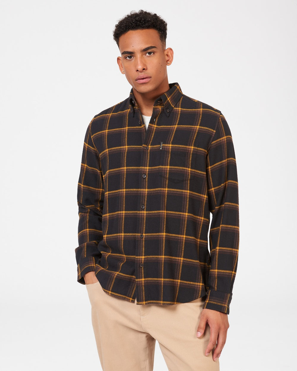 Ben Sherman Oversized Brushed Check Hemd Schwarz | 57390OSGA