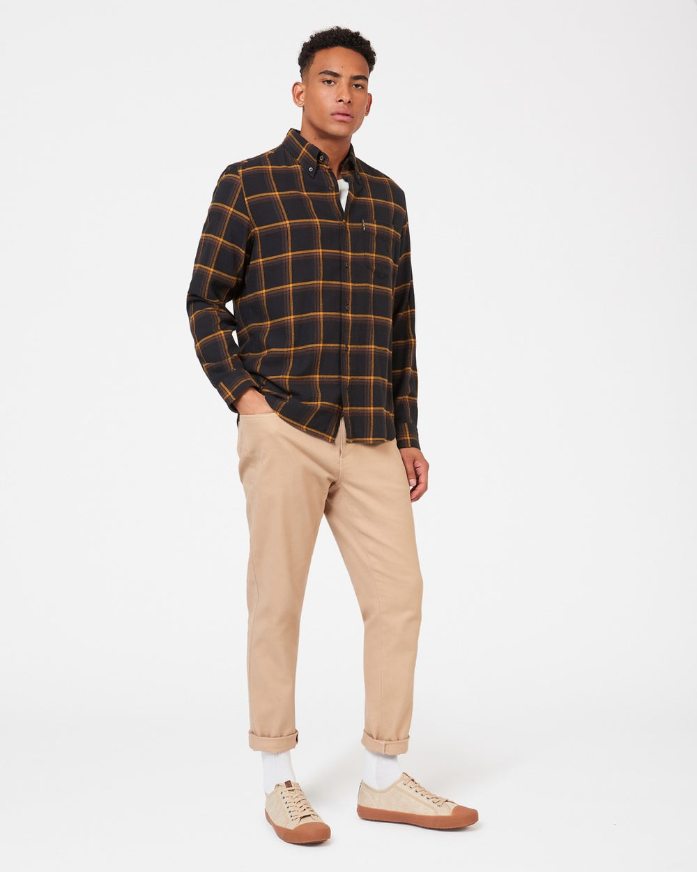 Ben Sherman Oversized Brushed Check Hemd Schwarz | 57390OSGA