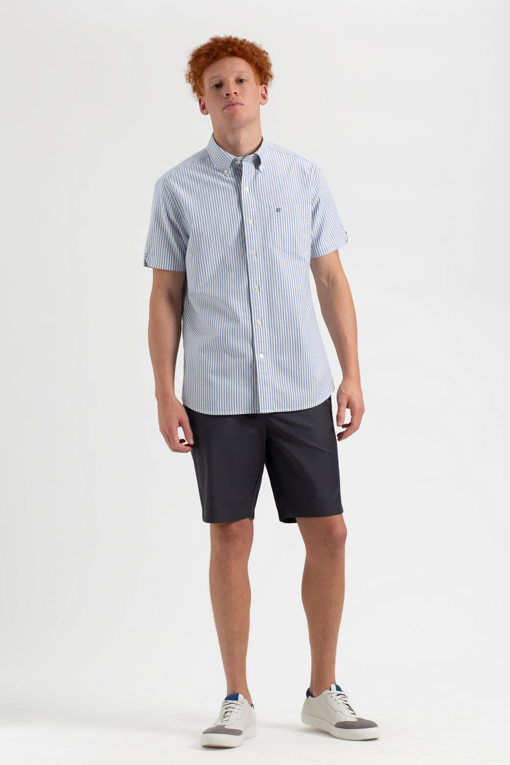 Ben Sherman Short Sleeve Brighton Oxford Organic Bengal Stripe Hemd Indigo | 45178KZSY