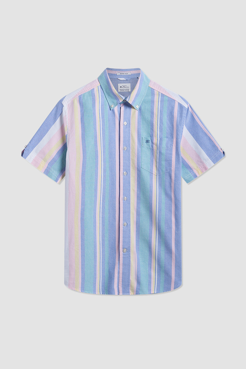 Ben Sherman Short Sleeve Brighton Oxford Organic Stripe Hemd Mehrfarbig | 93508GRNH